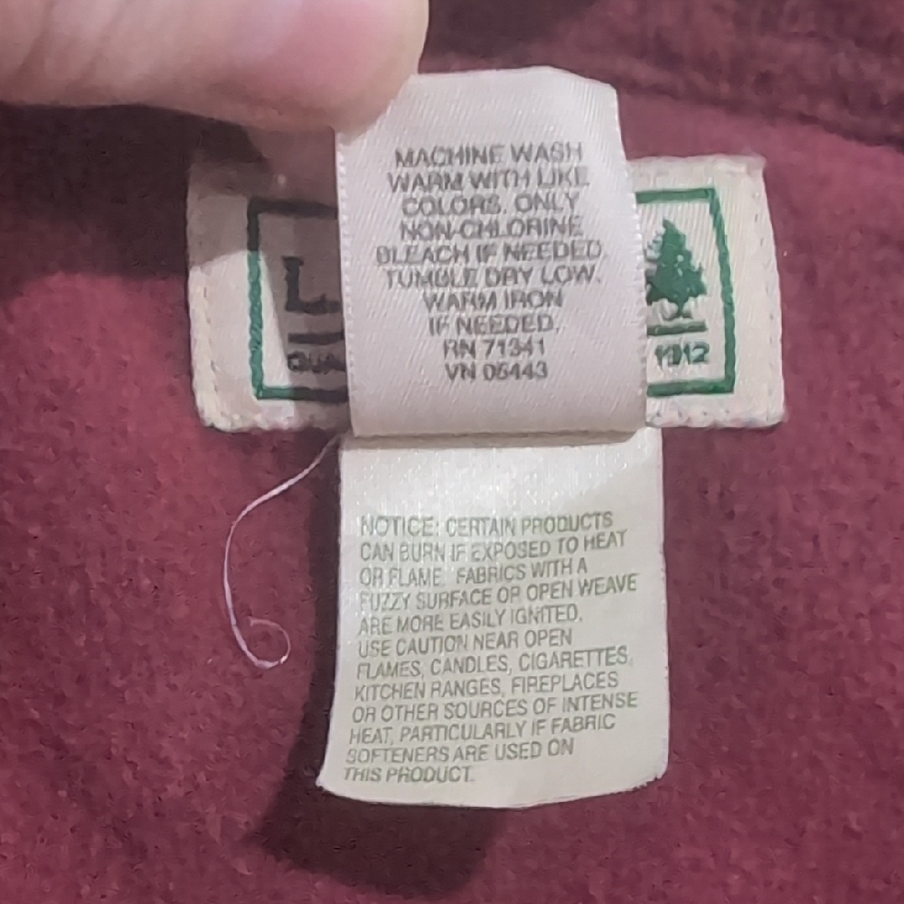 L.L. Bean Maroon Heavyweight Cotton Men's XL Tall Button Down L/S Shirt Shacket - Picture 3 of 5